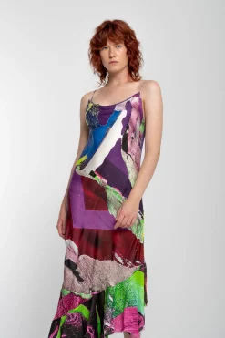 Marques ' Almeida Dresses | Dresses | GRAFFITI PRINT STRAP DRESS WITH PEPLUM MULTICOLOUR