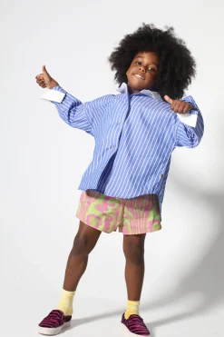 Marques ' Almeida Swimwear | Bottoms | GREEN AND PINK SWIMWEAR LOOSE SHORTS MULTICOLOUR