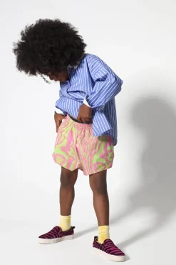 Marques ' Almeida Swimwear | Bottoms | GREEN AND PINK SWIMWEAR LOOSE SHORTS MULTICOLOUR