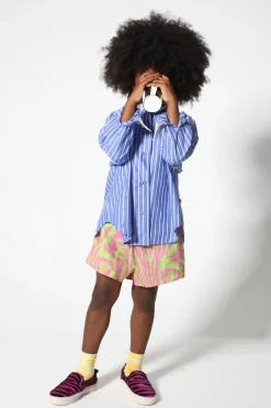Marques ' Almeida Swimwear | Bottoms | GREEN AND PINK SWIMWEAR LOOSE SHORTS MULTICOLOUR