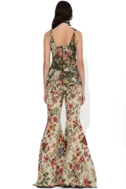 Marques ' Almeida Tops | Tops | GREEN BROCADE PEPLUM CORSET TOP MULTICOLOUR