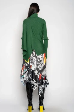 Marques ' Almeida Knitwear | Tops | DRAPED JUMPER IN MERINO KNIT GREEN