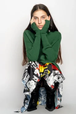 Marques ' Almeida Knitwear | Tops | DRAPED JUMPER IN MERINO KNIT GREEN