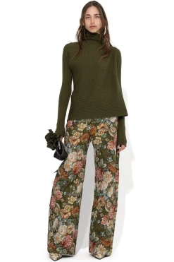 Marques ' Almeida Bottoms | Bottoms | GREEN FLORAL BROCADE BOYFRIEND TROUSERS MULTICOLOUR