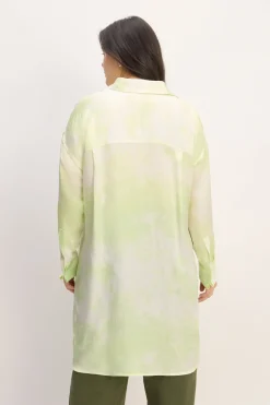 Marques ' Almeida Tops | M'a X Everlane | GREEN TIE-DYE SATIN SHIRT LIGHTGREEN