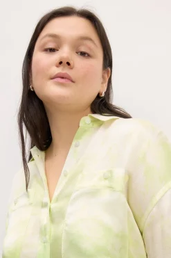 Marques ' Almeida Tops | M'a X Everlane | GREEN TIE-DYE SATIN SHIRT LIGHTGREEN