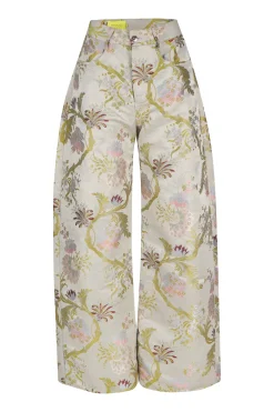 Marques ' Almeida Bottoms | SATIN BROCADE BOYFRIEND TROUSERS GREY