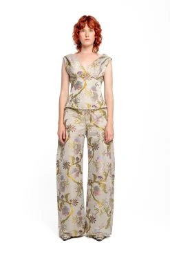 Marques ' Almeida Tops | SATIN BROCADE OFF SHOULDER FITTED TOP GREY