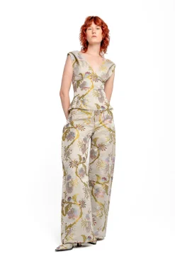 Marques ' Almeida Tops | SATIN BROCADE OFF SHOULDER FITTED TOP GREY
