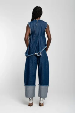 Marques ' Almeida Bottoms | Denim | ROLL UP TROUSERS WITH BELTS INDIGO