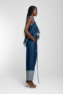 Marques ' Almeida Bottoms | Denim | ROLL UP TROUSERS WITH BELTS INDIGO