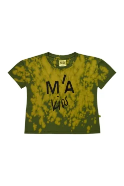 Marques ' Almeida Jersey | Tops | KHAKI AND ORANGE SPLATTERED LOGO T-SHIRT MULTICOLOUR