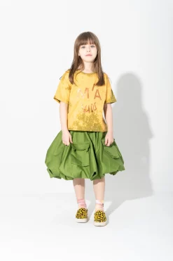 Marques ' Almeida Jersey | Tops | KHAKI AND ORANGE SPLATTERED LOGO T-SHIRT MULTICOLOUR