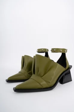 Marques ' Almeida Shoes | POINTY FRILL LACE UP PUMPS KHAKI