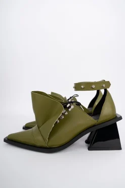 Marques ' Almeida Shoes | POINTY FRILL LACE UP PUMPS KHAKI