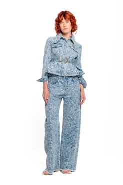 Marques ' Almeida Denim | Bottoms | LIGHT BLUE BROCADE DENIM BOYFRIEND TROUSERS LIGHTBLUE