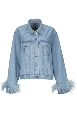 Marques ' Almeida Outerwear | Outerwear | LIGHT BLUE FEATHER CUFF JACKET LIGHTBLUE