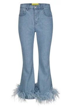 Marques ' Almeida Bottoms | Denim | LIGHT BLUE FEATHER HEM CAPRI JEANS LIGHTBLUE