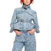 Marques ' Almeida Denim | Outerwear | LIGHT BLUE FITTED JACKET WITH EMBELLISHMENT BELT LIGHTBLUE