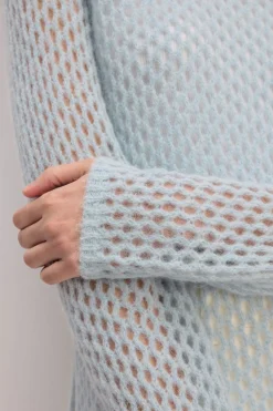 Marques ' Almeida Knitwear | Tops | LIGHT BLUE MESH KNIT LONG JUMPER LIGHTBLUE
