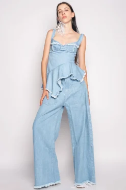 Marques ' Almeida Denim | Bottoms | LIGHT BLUE PATCH POCKET BOYFRIEND TROUSERS LIGHTBLUE