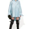 Marques ' Almeida Outerwear | Tops | LIGHT BLUE SATIN OVERSIZED SHIRT LIGHTBLUE