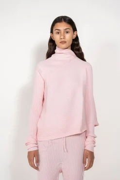 Marques ' Almeida Knitwear | Tops | LIGHT PINK DRAPED JUMPER IN MERINO KNIT LIGHTPINK