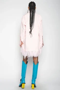 Marques ' Almeida Dresses | Dresses | LIGHT PINK FEATHER HEM SHIRT DRESS LIGHTPINK