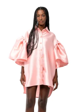 Marques ' Almeida Tops | LIGHT PINK MIKADO OVERSIZED SHIRT WITH PLEATED SLEEVES LIGHTPINK