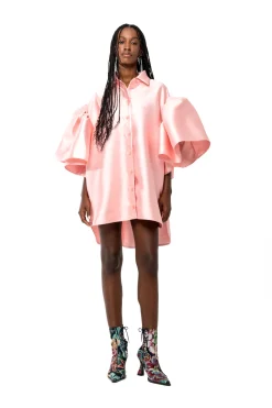 Marques ' Almeida Tops | LIGHT PINK MIKADO OVERSIZED SHIRT WITH PLEATED SLEEVES LIGHTPINK