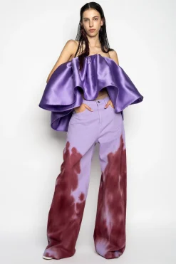 Marques ' Almeida Bottoms | Denim | LILAC AND BURGUNDY TIE DYE BOYFRIEND TROUSERS MULTICOLOUR