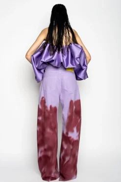 Marques ' Almeida Bottoms | Denim | LILAC AND BURGUNDY TIE DYE BOYFRIEND TROUSERS MULTICOLOUR