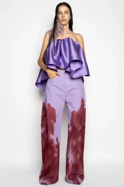 Marques ' Almeida Bottoms | Denim | LILAC AND BURGUNDY TIE DYE BOYFRIEND TROUSERS MULTICOLOUR