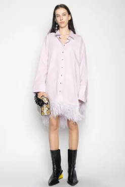 Marques ' Almeida Tops | Tops | FEATHER HEM SHIRT DRESS LILAC