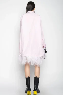 Marques ' Almeida Tops | Tops | FEATHER HEM SHIRT DRESS LILAC