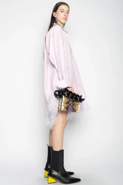 Marques ' Almeida Tops | Tops | FEATHER HEM SHIRT DRESS LILAC