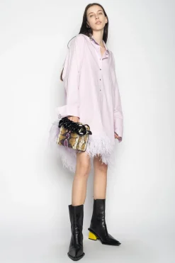 Marques ' Almeida Tops | Tops | FEATHER HEM SHIRT DRESS LILAC