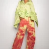 Marques ' Almeida Bottoms | Denim | LIME AND RED TIE DYE BOYFRIEND TROUSERS MULTICOLOUR
