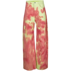 Marques ' Almeida Bottoms | Denim | LIME AND RED TIE DYE BOYFRIEND TROUSERS MULTICOLOUR
