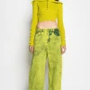 Marques ' Almeida Tops | Knitwear | MERINO WOOL KNITTED CROPPED TOP WITH BIG COLLAR LIME