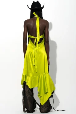 Marques ' Almeida Dresses | Dresses | SILK HALTERNECK BACK TIE DRESS LIME