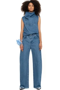 Marques ' Almeida Denim | Tops | MID COWL NECK TOP BLUE