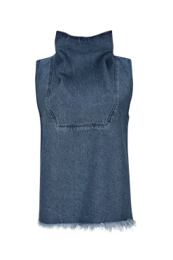Marques ' Almeida Denim | Tops | MID COWL NECK TOP BLUE