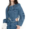 Marques ' Almeida Outerwear | Denim | MID ROUND SLEEVE CROPPED JACKET BLUE