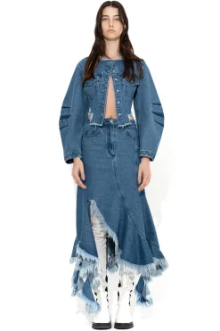 Marques ' Almeida Outerwear | Denim | MID ROUND SLEEVE CROPPED JACKET BLUE