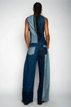 Marques ' Almeida Denim | Bottoms | MIXED DENIM BOYFRIEND TROUSERS BLUE