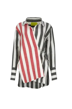 Marques ' Almeida Tops | Tops | MIXED STRIPES LINEN WRAP SHIRT MULTICOLOUR