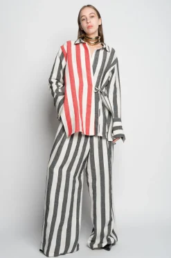 Marques ' Almeida Tops | Tops | MIXED STRIPES LINEN WRAP SHIRT MULTICOLOUR