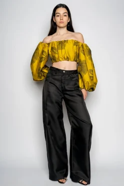 Marques ' Almeida Tops | FLORAL OFF SHOULDER TOP MUSTARD