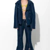 Marques ' Almeida Bottoms | Denim | DENIM BOOTCUT DECONSTRUCTED JEANS NAVY